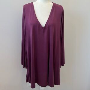 Lush Plum Purple Dress with Bell Sleeves Size Large